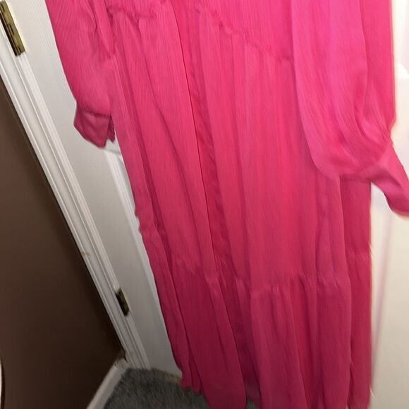 TopShop Premium TieredBrightPinkThrowOnMaxi DressNWOT XSmall. - Picture 5 of 12